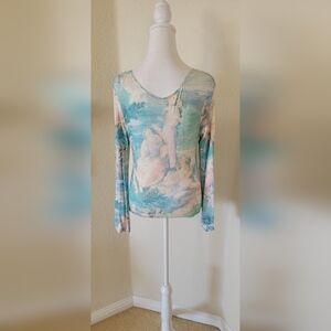 Custom Made Renaissance Rocco Art Print Long Sleeve Women's Top, Size Medium